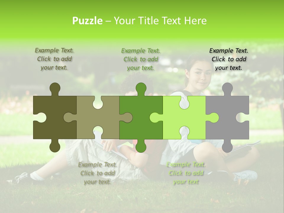 Schoolgirl Green Person PowerPoint Template