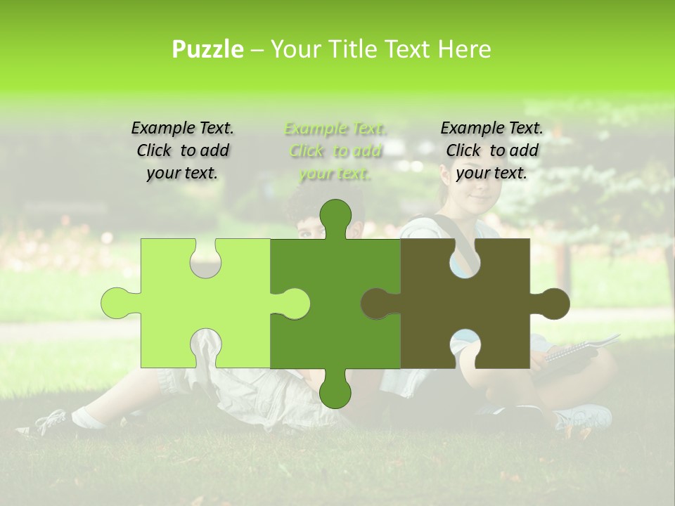 Schoolgirl Green Person PowerPoint Template