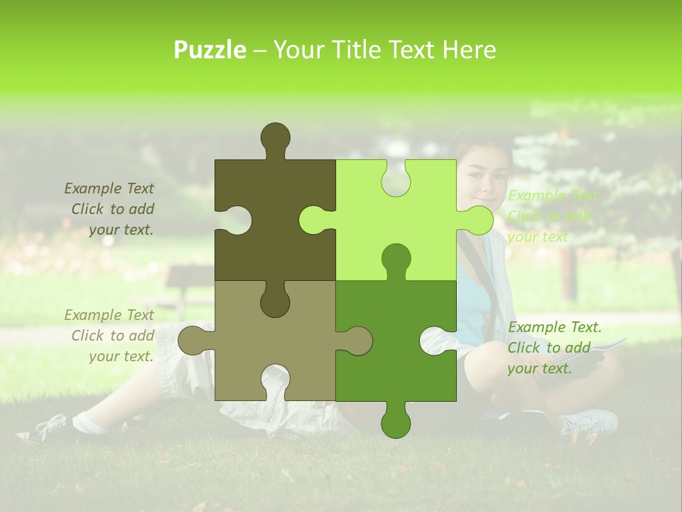 Schoolgirl Green Person PowerPoint Template