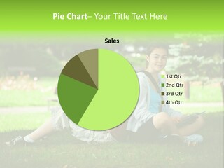 Schoolgirl Green Person PowerPoint Template