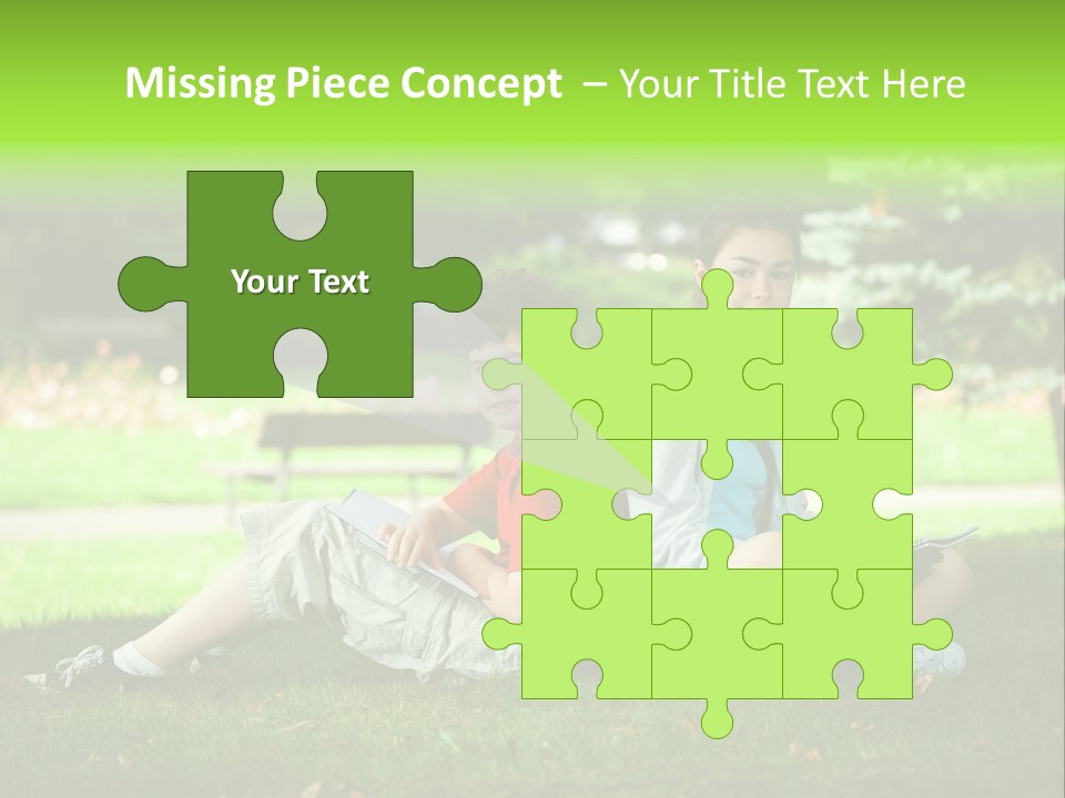 Schoolgirl Green Person PowerPoint Template