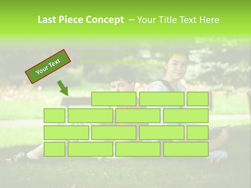 Schoolgirl Green Person PowerPoint Template