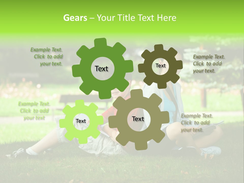 Schoolgirl Green Person PowerPoint Template