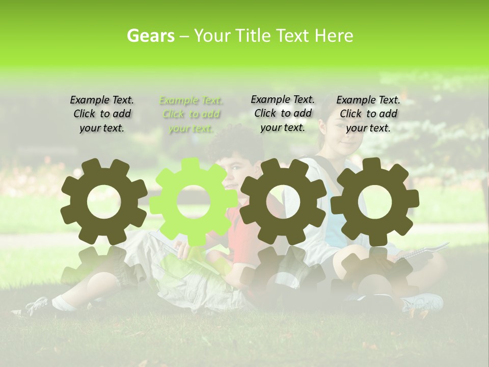 Schoolgirl Green Person PowerPoint Template
