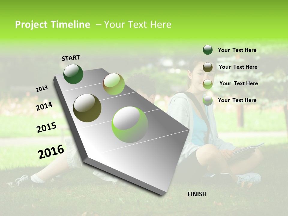 Schoolgirl Green Person PowerPoint Template