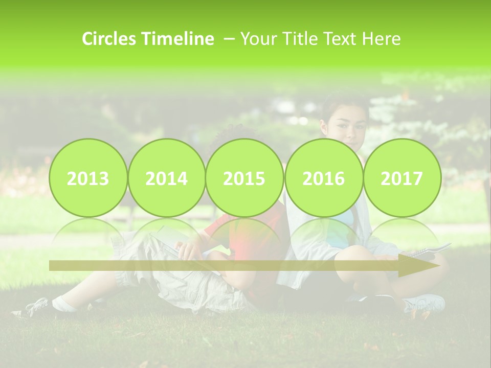 Schoolgirl Green Person PowerPoint Template