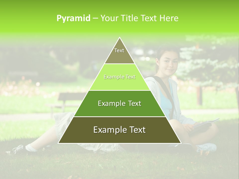 Schoolgirl Green Person PowerPoint Template