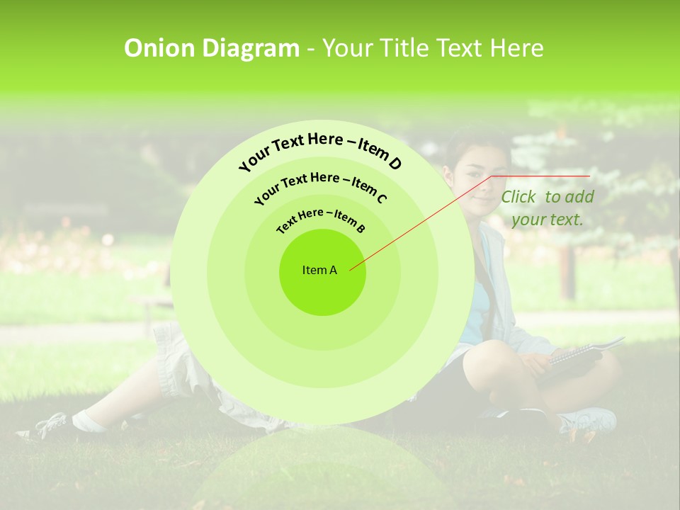 Schoolgirl Green Person PowerPoint Template