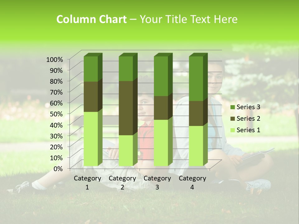 Schoolgirl Green Person PowerPoint Template