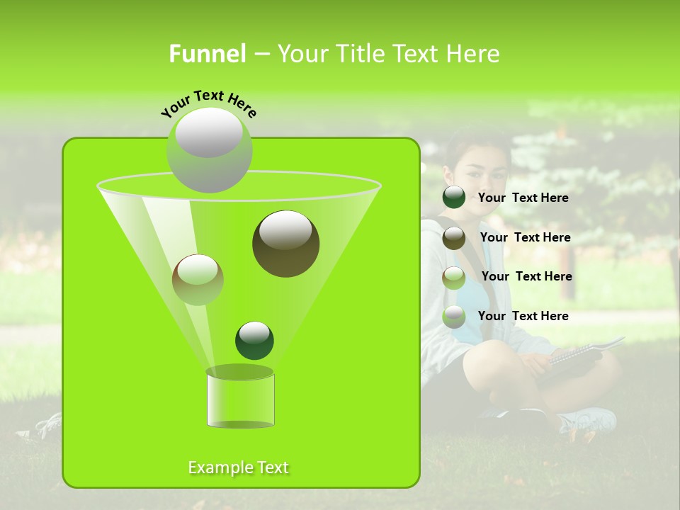 Schoolgirl Green Person PowerPoint Template