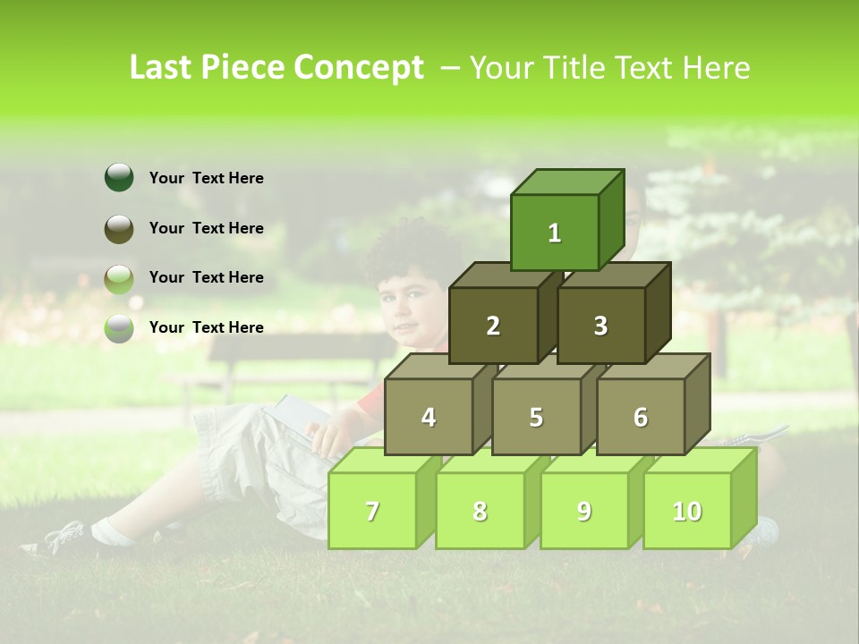 Schoolgirl Green Person PowerPoint Template