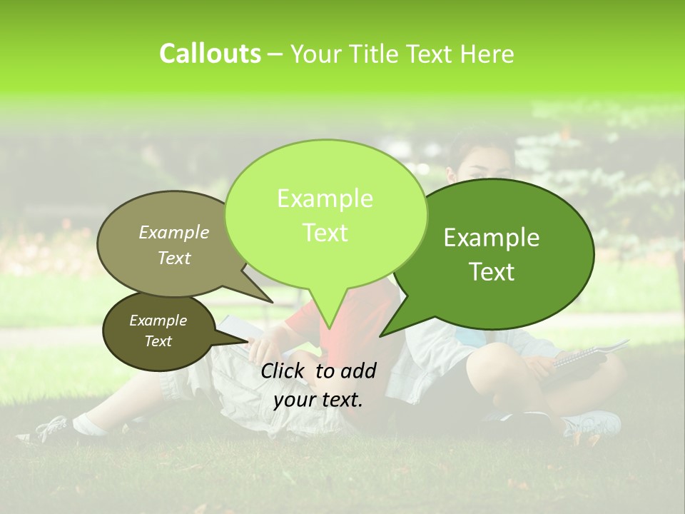 Schoolgirl Green Person PowerPoint Template