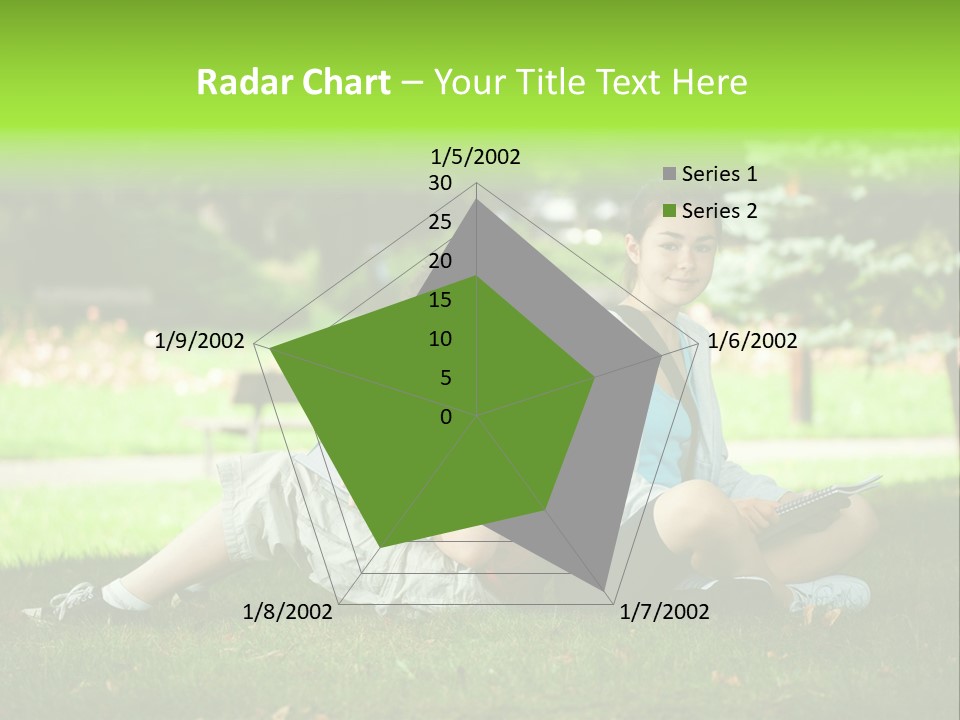 Schoolgirl Green Person PowerPoint Template