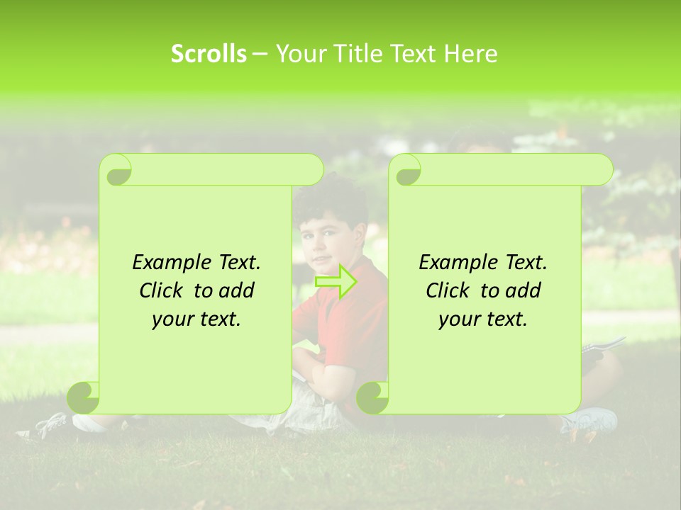 Schoolgirl Green Person PowerPoint Template