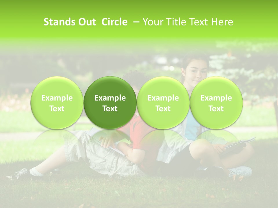 Schoolgirl Green Person PowerPoint Template