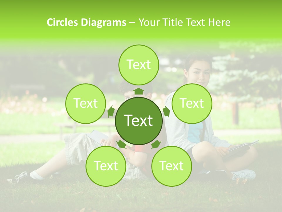 Schoolgirl Green Person PowerPoint Template