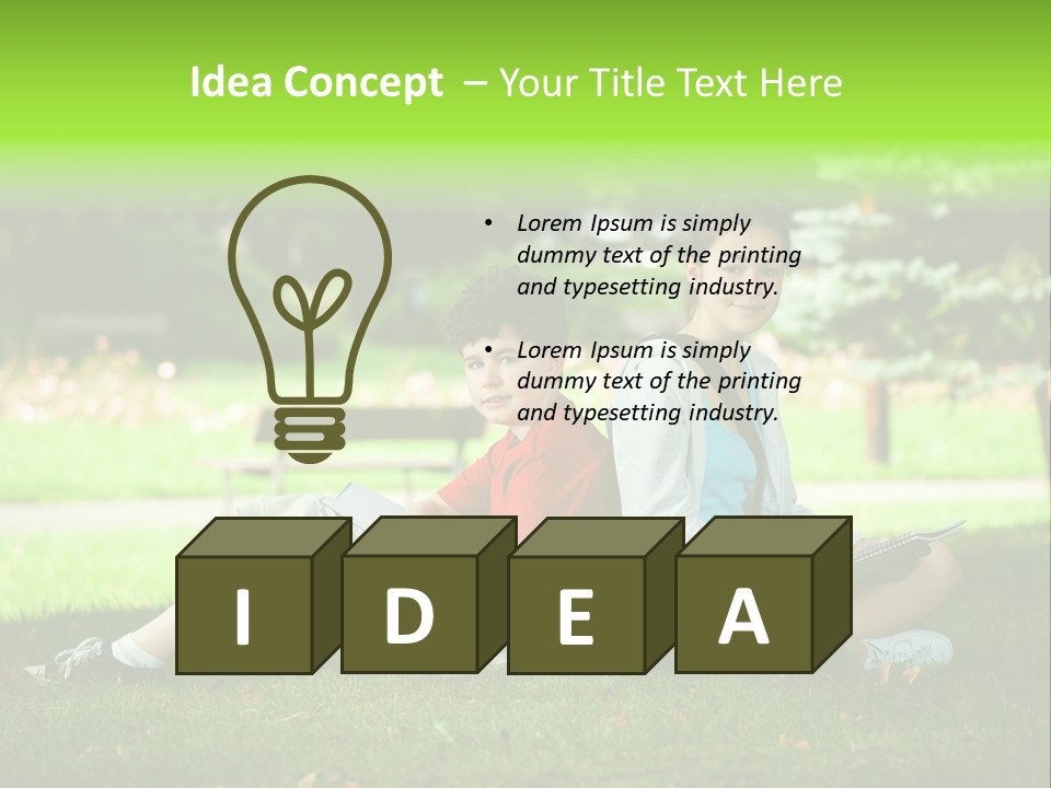 Schoolgirl Green Person PowerPoint Template