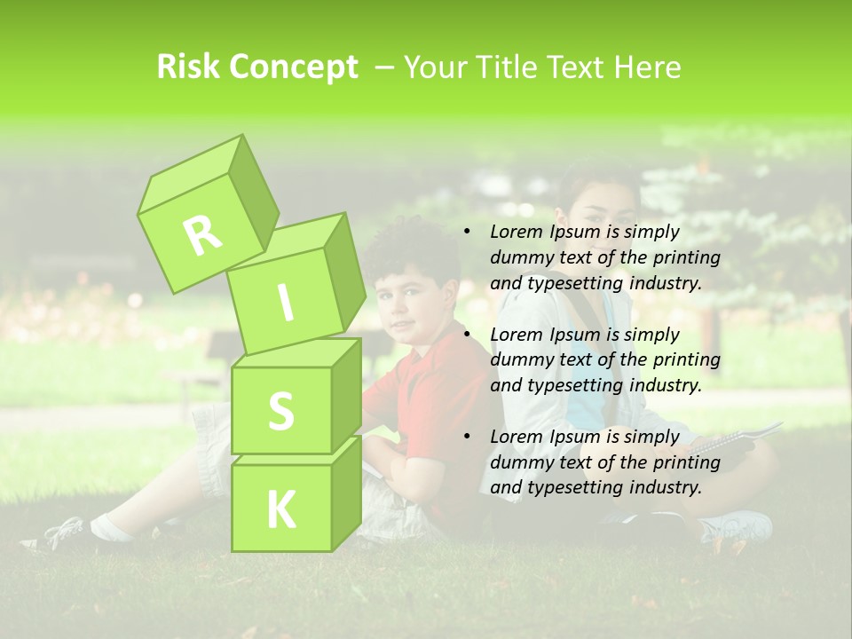 Schoolgirl Green Person PowerPoint Template