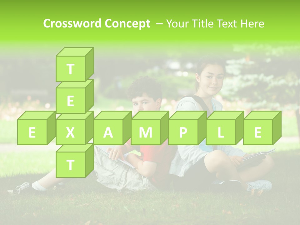 Schoolgirl Green Person PowerPoint Template