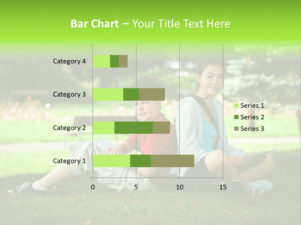 Schoolgirl Green Person PowerPoint Template