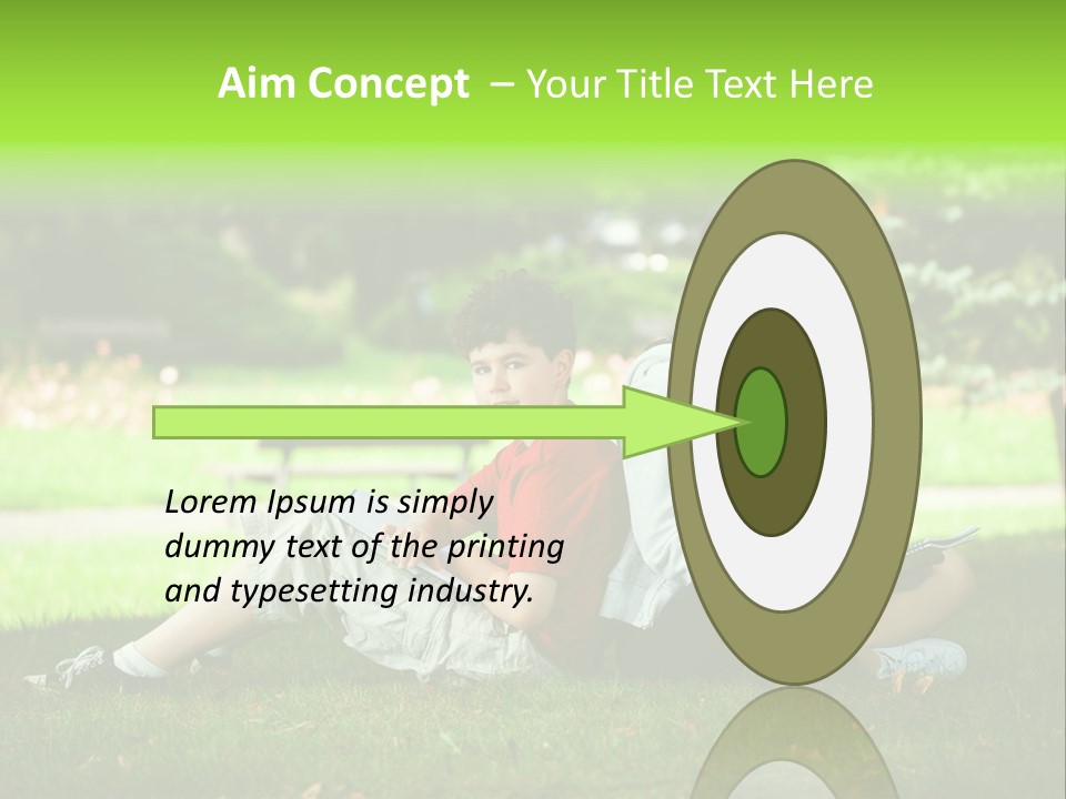 Schoolgirl Green Person PowerPoint Template