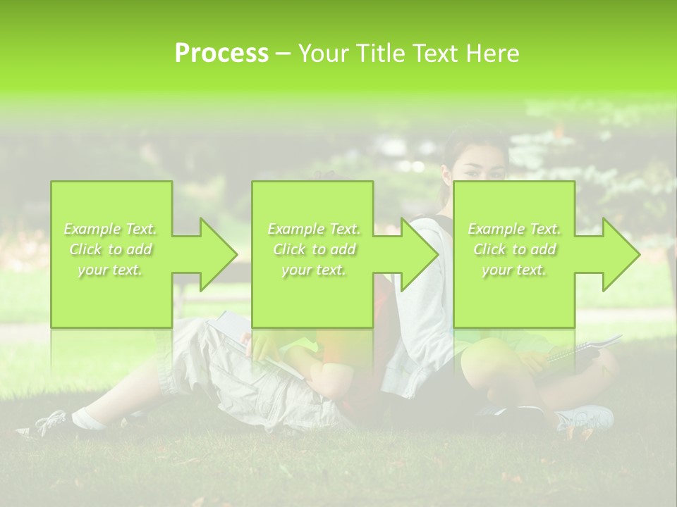 Schoolgirl Green Person PowerPoint Template