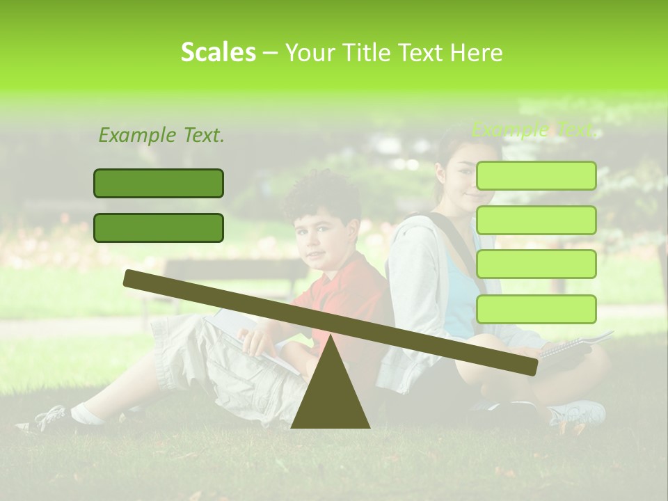 Schoolgirl Green Person PowerPoint Template