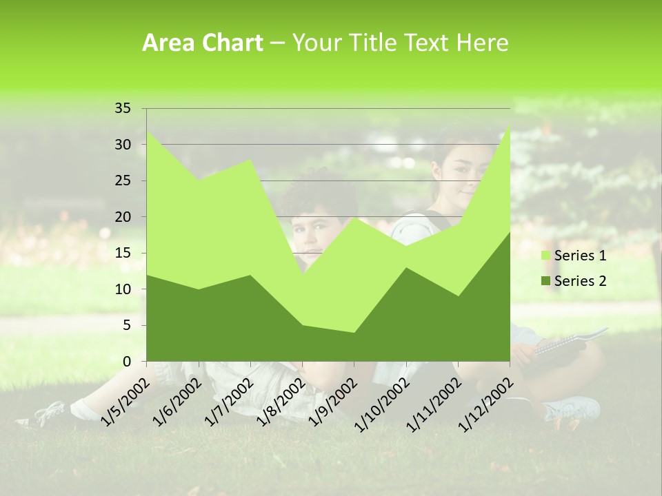 Schoolgirl Green Person PowerPoint Template