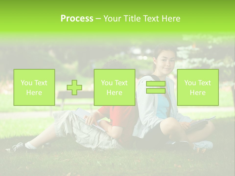 Schoolgirl Green Person PowerPoint Template
