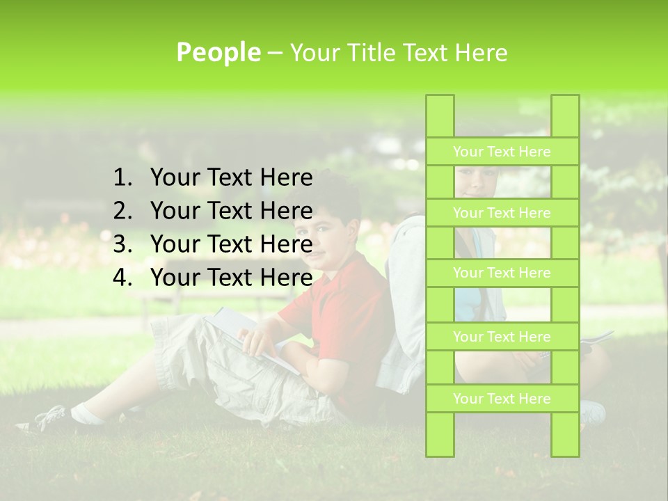 Schoolgirl Green Person PowerPoint Template