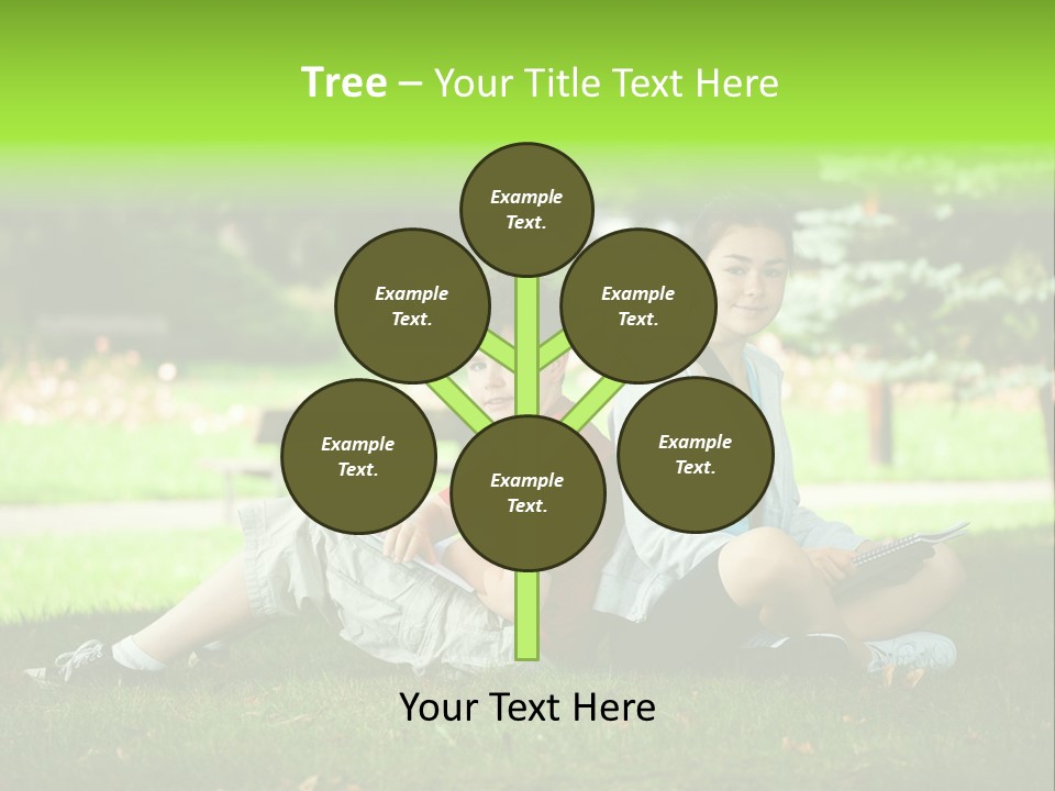 Schoolgirl Green Person PowerPoint Template