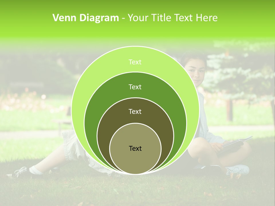 Schoolgirl Green Person PowerPoint Template