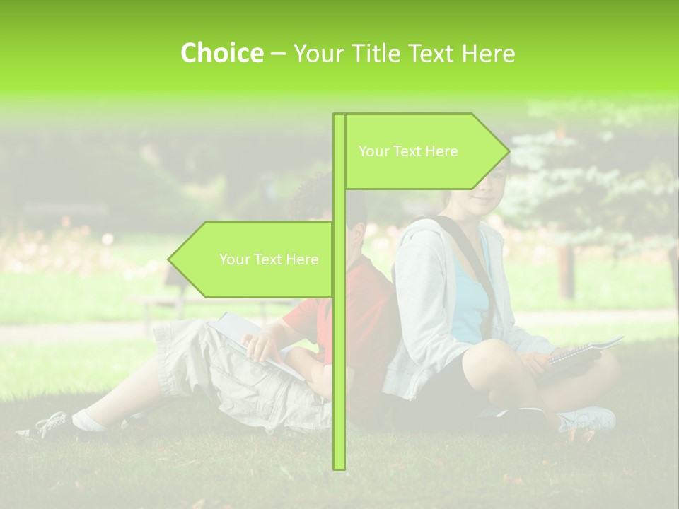 Schoolgirl Green Person PowerPoint Template