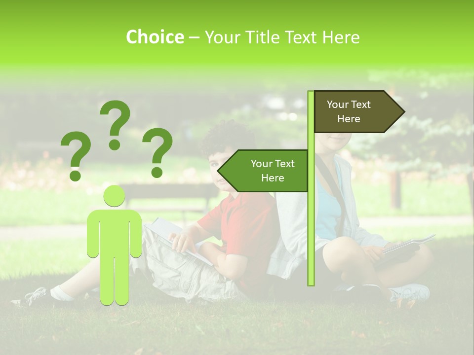 Schoolgirl Green Person PowerPoint Template