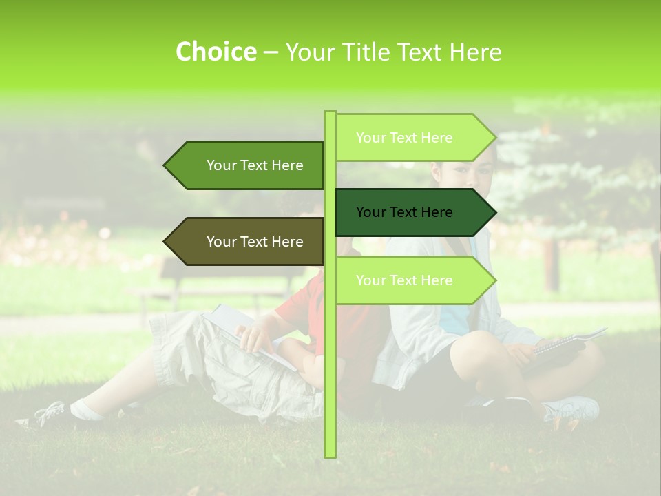 Schoolgirl Green Person PowerPoint Template