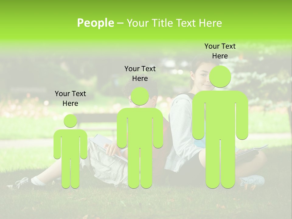 Schoolgirl Green Person PowerPoint Template