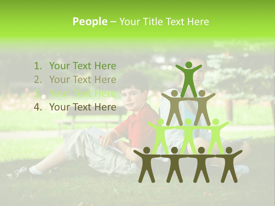 Schoolgirl Green Person PowerPoint Template