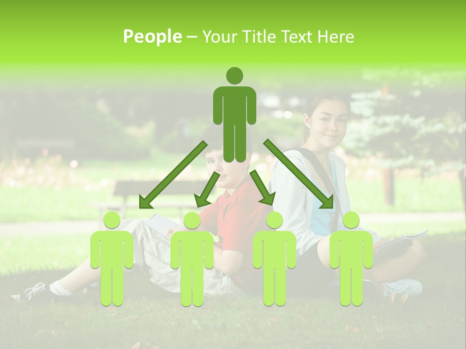 Schoolgirl Green Person PowerPoint Template