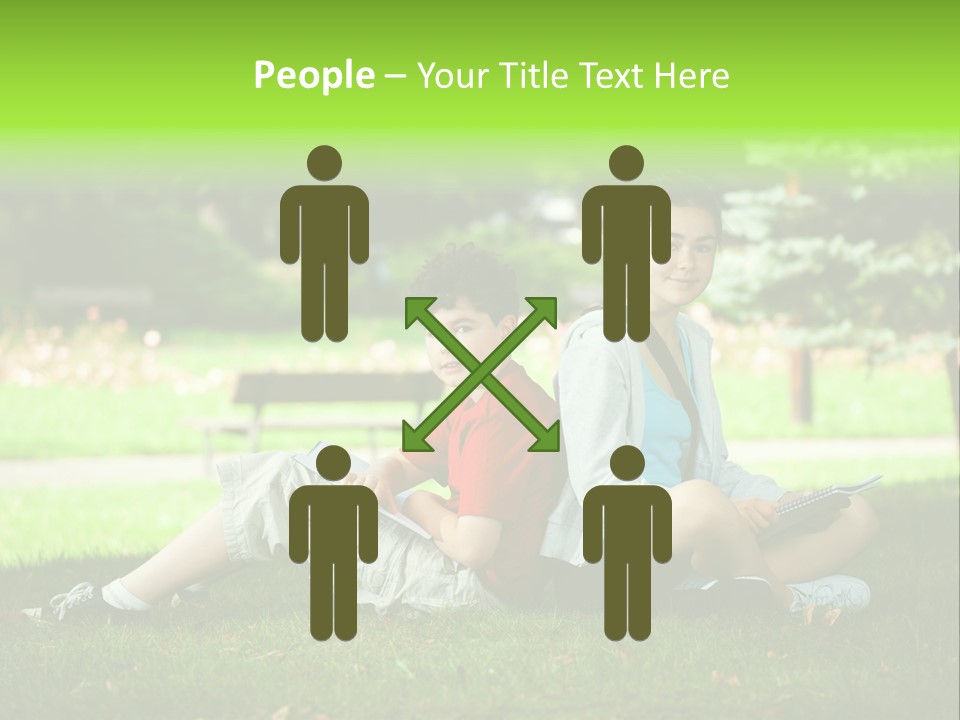 Schoolgirl Green Person PowerPoint Template