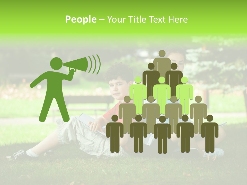 Schoolgirl Green Person PowerPoint Template