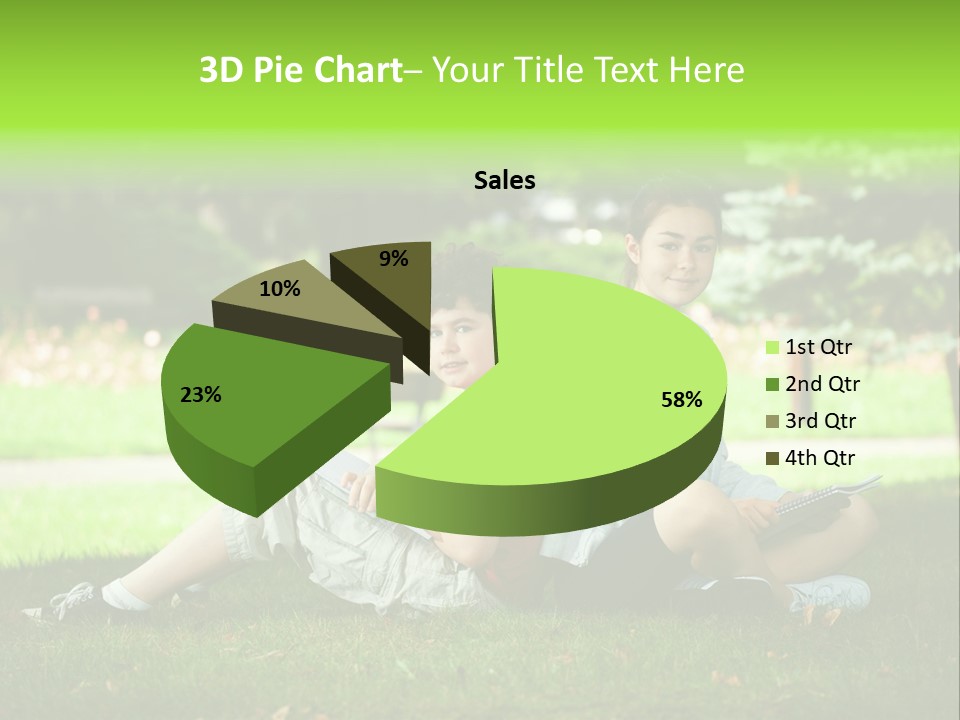 Schoolgirl Green Person PowerPoint Template