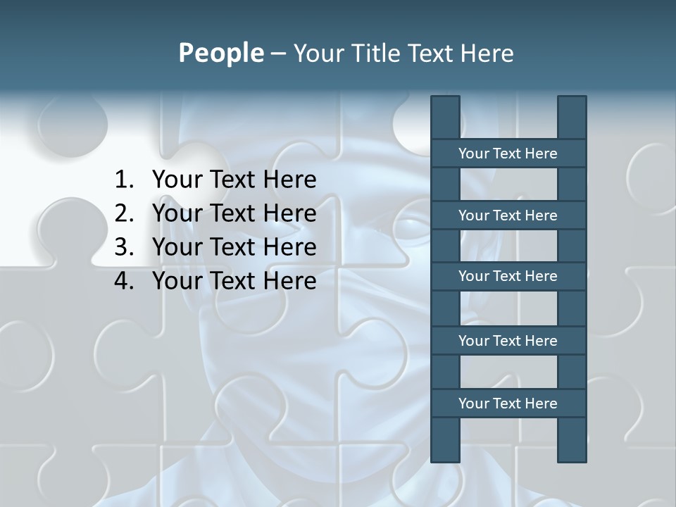 A Blue Man With A Medical Mask On Is Surrounded By Puzzle Pieces PowerPoint Template