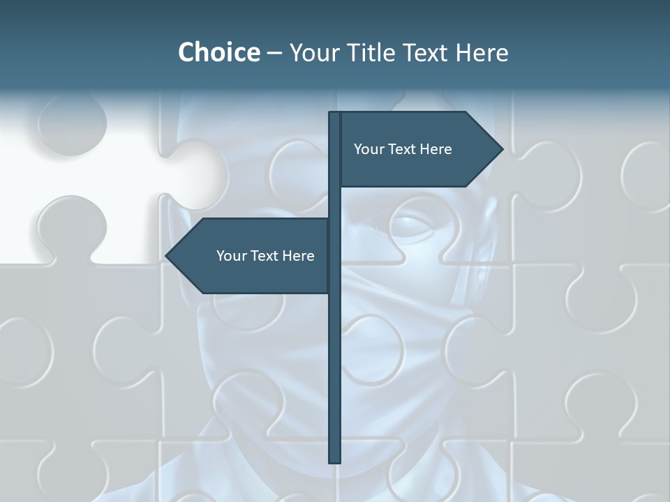 A Blue Man With A Medical Mask On Is Surrounded By Puzzle Pieces PowerPoint Template