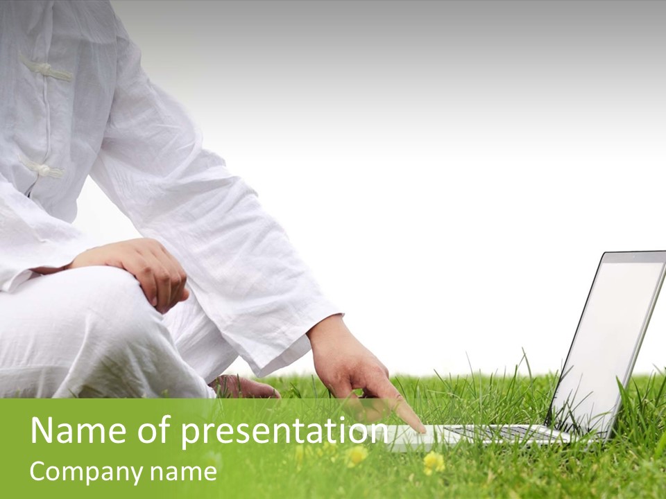 Young Laptop Summer PowerPoint Template