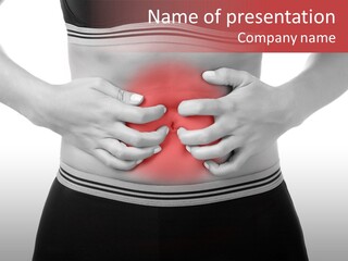 Pharmacy Woman Stomachache PowerPoint Template