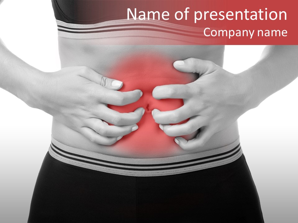 Pharmacy Woman Stomachache PowerPoint Template