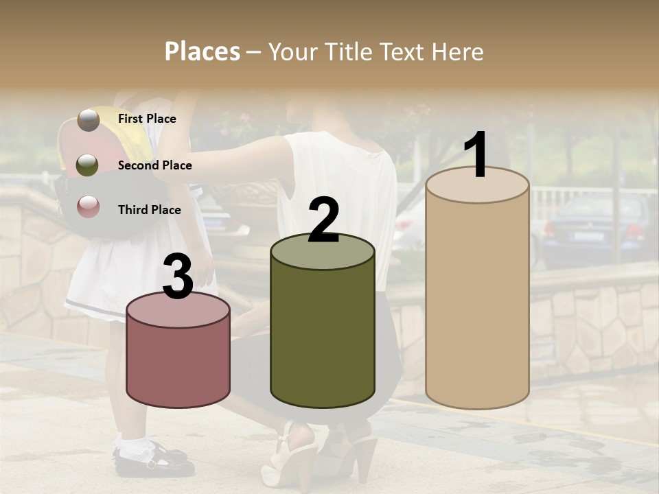 A Woman Kneeling Down Next To A Little Girl PowerPoint Template