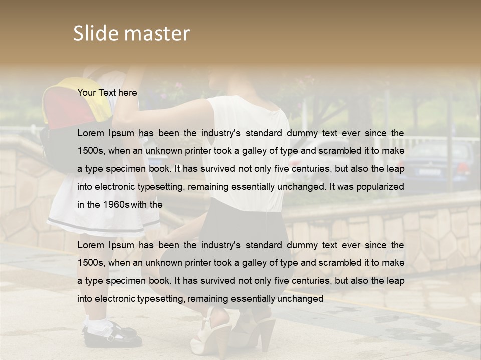 A Woman Kneeling Down Next To A Little Girl PowerPoint Template