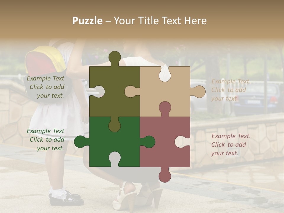 A Woman Kneeling Down Next To A Little Girl PowerPoint Template