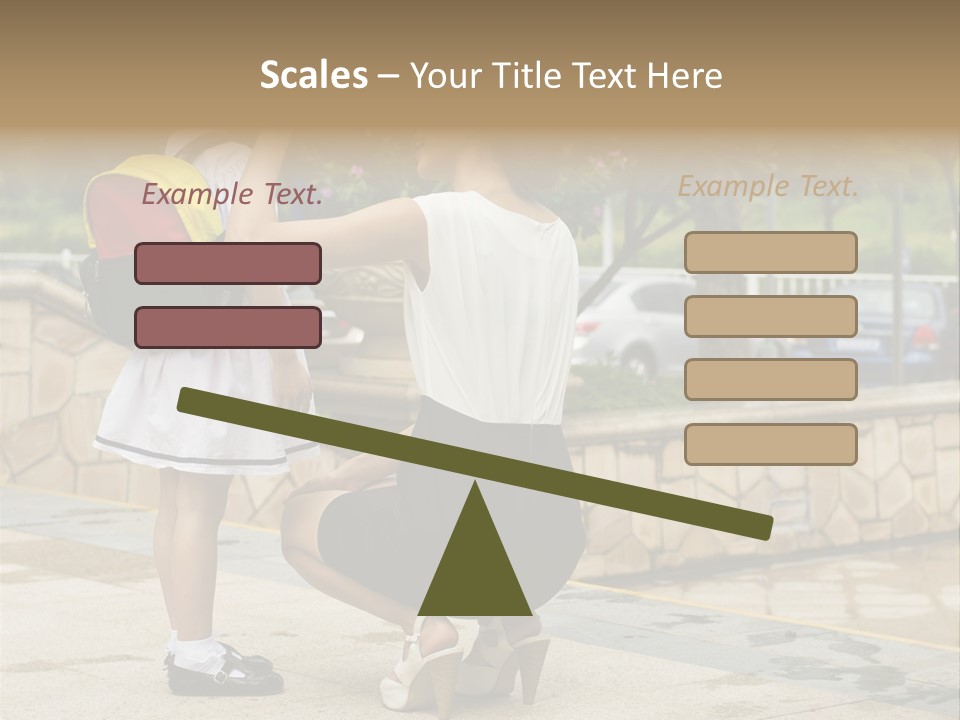 A Woman Kneeling Down Next To A Little Girl PowerPoint Template